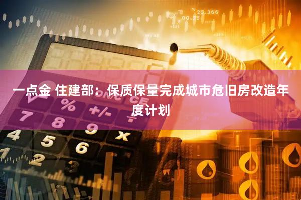 一点金 住建部：保质保量完成城市危旧房改造年度计划